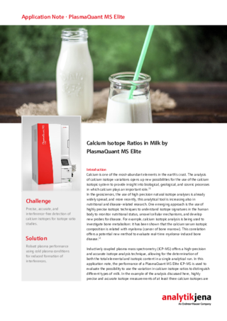 Calcium Isotope Ratios in Milk by PlasmaQuant MS Elite (English)
