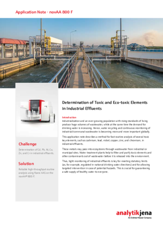  Determination of Toxic and Eco-toxic Elements in Industrial Effluents