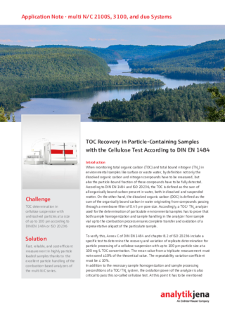 TOC Recovery in Particle-Containing Samples with the Cellulose Test According to DIN EN 1484