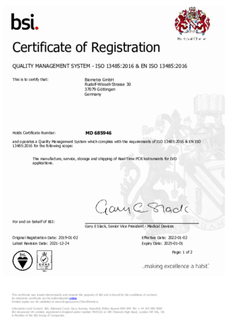 ISO Certificate Biometra GmbH