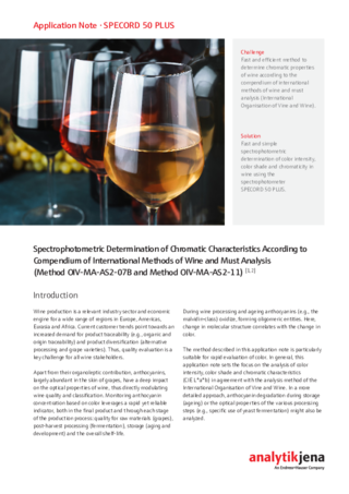 Spectrophotometric Determination of Chromatic Characteristics According to Compendium of International Methods of Wine and Must Analysis (EN)
