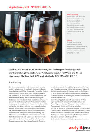 Spektrophotometrische Bestimmung der Farbeigenschaften gemäß der Sammlung internationaler Analysemethoden für Wein und Most (DE)