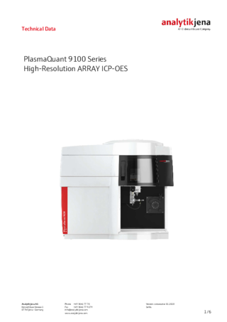 Technical Data PlasmaQuant 9100 (English)