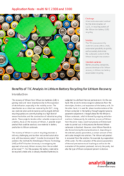 Benefits of TIC analysis in lithium battery recycling for Lithium recovery (EN)